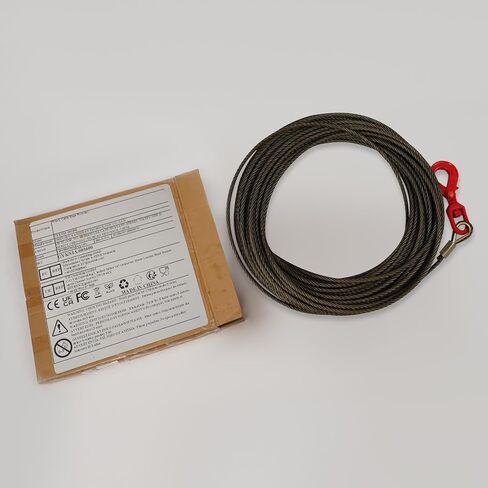 9/16" x 100' Heavy-Duty Wire Rope Steel Core Winch Cable with Self Locking Swivel Hook, Cable Rope Wrecker Tow |Towing Cable, 17637 lbs Breaking Strength (9/16" x 100' - Yellow Hook) in Saudi Arabia