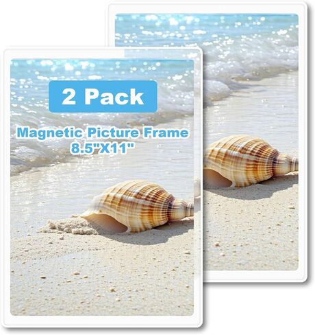 Tobeelec 2 Pcs Acrylic Magnetic Photo Frame for Fridge Large Magnetic Picture Frames Clear Magnetic Acrylic Frame for Locker Cubicle Display Children Artworks and Schedules (8.5 x 11 Inch) in Saudi Arabia