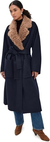 معطف نسائي من Essentiel Antwerp بياقة من الفرو الصناعي من Irno in Kuwait