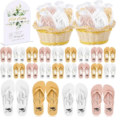 Bulk Flip Flops for Wedding Guest, 24/36 Pairs Reception Sandals Bulk Bride Slippers with Size Cards and Bags in Saudi Arabia