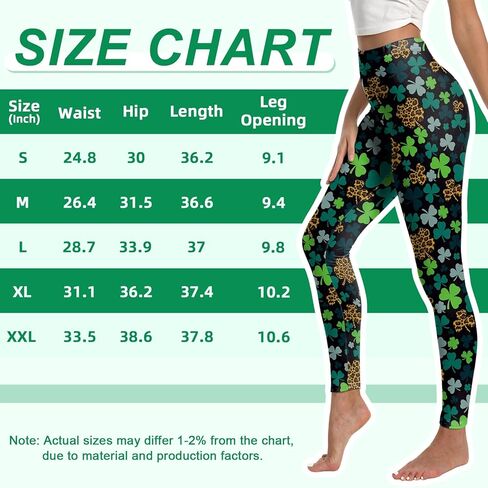 بنطلون ضيق ليوم القديس باتريك للنساء، مقاس كبير بخصر عالٍ، سروال يوجا ليوم القديس باتريك، سروال نسائي شامروك باللون الأخضر in Kuwait