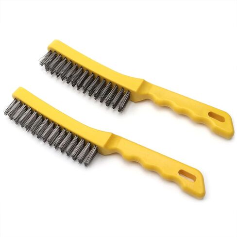 Wire Brush Set, Heavy Duty Stainless Steel Wire Scratch Brushes for Cleaning Rust Remover for Metal with Curved Handles 11 Inch Metal Brushes for Rust & Paint Removal Welding Aluminum（2 Set） in Saudi Arabia