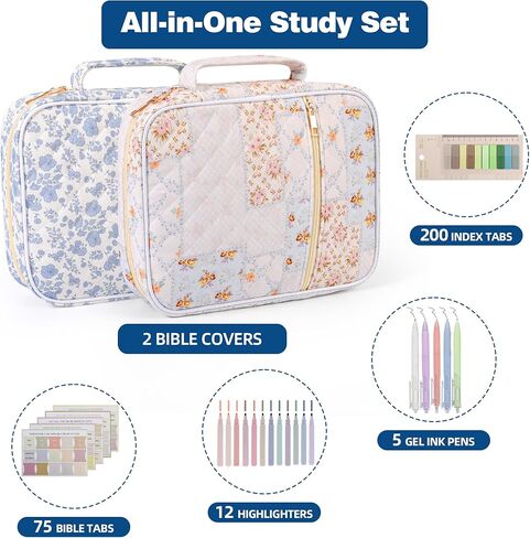 عبوتان من حافظة الكتاب المقدس للنساء مع مجموعة لوازم الدراسة، وحقائب كبيرة مبطنة للكتاب المقدس ومنظم بمقبض، هدايا مسيحية مثالية in Kuwait