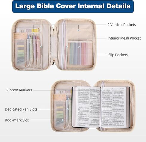 عبوتان من حافظة الكتاب المقدس للنساء مع مجموعة لوازم الدراسة، وحقائب كبيرة مبطنة للكتاب المقدس ومنظم بمقبض، هدايا مسيحية مثالية in Kuwait
