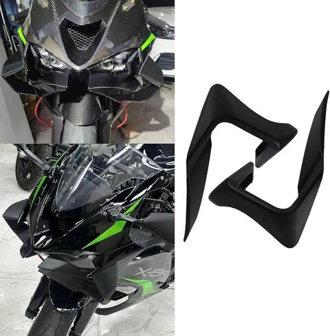 MOEXEXEX لـ ZX-6R ZX 6R zx6r 2026 2025 2024 ملحقات جديدة للدراجة النارية طقم سبويلر أمامي للدراجة النارية Fairing Downforce Naked Front Spoiler Wingtip Aerodynamic Wing (أسود غير لامع) in Kuwait