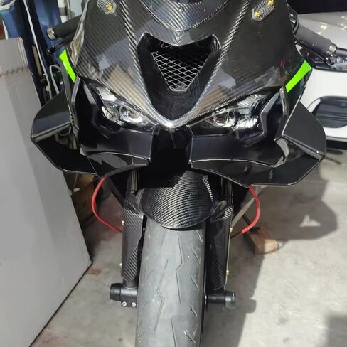 MOEXEXEX لـ ZX-6R ZX 6R zx6r 2026 2025 2024 ملحقات جديدة للدراجة النارية طقم سبويلر أمامي للدراجة النارية Fairing Downforce Naked Front Spoiler Wingtip Aerodynamic Wing (أسود غير لامع) in Kuwait