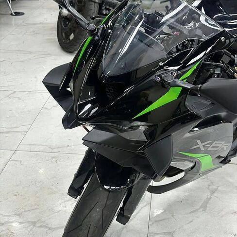 MOEXEXEX لـ ZX-6R ZX 6R zx6r 2026 2025 2024 ملحقات جديدة للدراجة النارية طقم سبويلر أمامي للدراجة النارية Fairing Downforce Naked Front Spoiler Wingtip Aerodynamic Wing (أسود غير لامع) in Kuwait