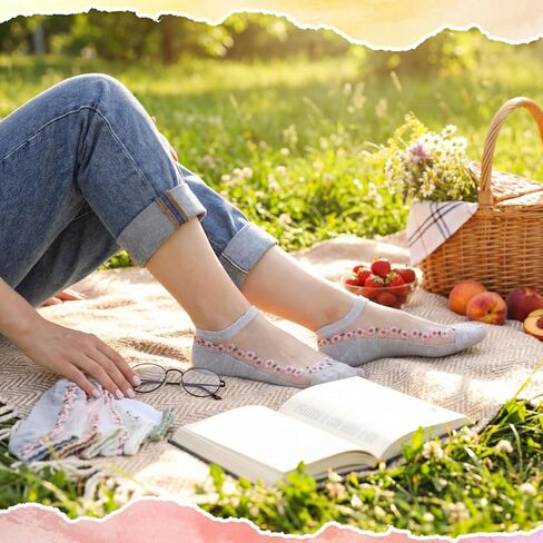 10 أزواج من الجوارب النسائية الشفافة بنمط الزهور والدانتيل، جوارب كاحل غير مرئية منخفضة القطع للنساء، فستان وحيد in Saudi Arabia