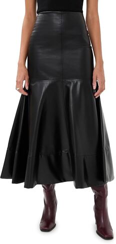 مستيقظ. تنورة نسائية من الجلد الصناعي بحاشية واسعة in Kuwait