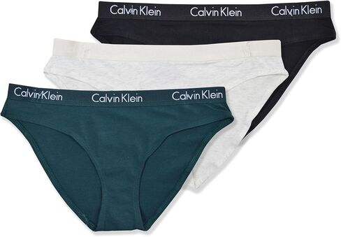 ملابس داخلية بيكيني للسيدات من Calvin Klein مكونة من 3 قطع بحزام خصر لامع ومزيج من القطن، in Saudi Arabia