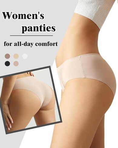 5 Pack Seamless Ice Silk Soft Touch Women' s Underwear Set, V Panel Smooth Fit Mid Waist Style Design in Saudi Arabia