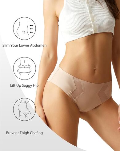 5 Pack Seamless Ice Silk Soft Touch Women' s Underwear Set, V Panel Smooth Fit Mid Waist Style Design in Saudi Arabia
