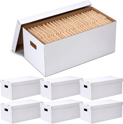 Mifoci 6 Pack File Storage Boxes with Lids, 24 x 12 x 10 Inch Medium Duty Cardboard Moving Boxes, Letter Size Document Organizer for Office Home Graduation Season Moving Storage in Kuwait