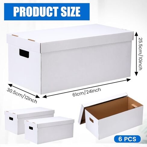 Mifoci 6 Pack File Storage Boxes with Lids, 24 x 12 x 10 Inch Medium Duty Cardboard Moving Boxes, Letter Size Document Organizer for Office Home Graduation Season Moving Storage in Kuwait