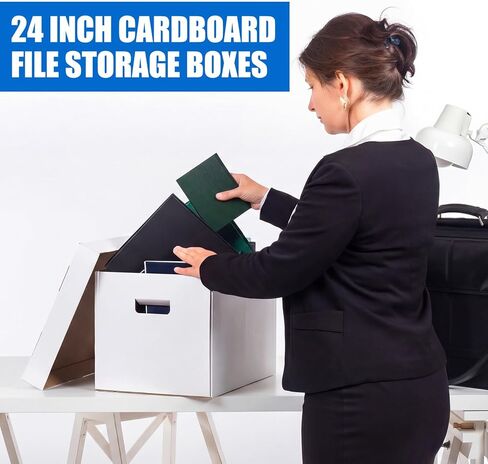 Mifoci 6 Pack File Storage Boxes with Lids, 24 x 12 x 10 Inch Medium Duty Cardboard Moving Boxes, Letter Size Document Organizer for Office Home Graduation Season Moving Storage in Kuwait