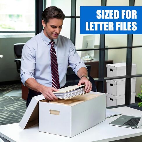 Mifoci 6 Pack File Storage Boxes with Lids, 24 x 12 x 10 Inch Medium Duty Cardboard Moving Boxes, Letter Size Document Organizer for Office Home Graduation Season Moving Storage in Kuwait