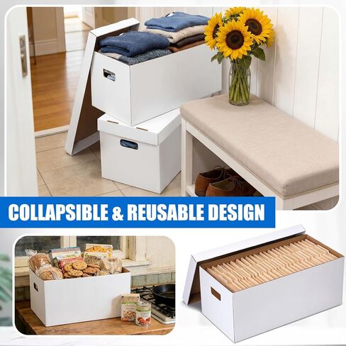 Mifoci 6 Pack File Storage Boxes with Lids, 24 x 12 x 10 Inch Medium Duty Cardboard Moving Boxes, Letter Size Document Organizer for Office Home Graduation Season Moving Storage in Kuwait