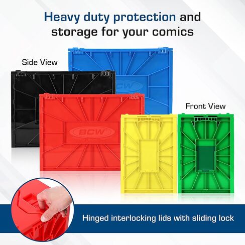 BCW Short Comic Book Bin 5 Pack – Assorted Colors | Comic Book Storage Box Set | Plastic Comic Organizer | Heavy Duty Acid-Free Bin with Partitions in Saudi Arabia
