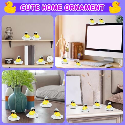 1pcs Duckeys Rubber Duck with Crown, Sunglasses, Pearl Necklace & Swim Ring - Funny Car Dashboard Decorations, Squeaky Stress Relief Toy for Office Home Gift (Yellow) in Kuwait