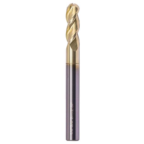 High Performance Ball Nose Solid Carbide End Mill for Aluminum - ZRN Coated, 37 Degree Helix, 3 Flute, 1/4" Cutting Diameter, 1/4" Shank Diameter, 3/4" Length of Cut, 2-1/2" Overall Length in Kuwait