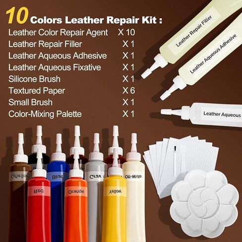 مجموعة إصلاح الفينيل والجلد للأثاث: إصلاح ثقوب التمزق والخدوش والتقشير على أي مادة من الجلد الإيطالي الأصلي - تطابق أي لون على أثاث الفينيل ومقاعد السيارة والأرائك والسترات in Kuwait
