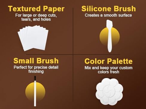 مجموعة إصلاح الفينيل والجلد للأثاث: إصلاح ثقوب التمزق والخدوش والتقشير على أي مادة من الجلد الإيطالي الأصلي - تطابق أي لون على أثاث الفينيل ومقاعد السيارة والأرائك والسترات in Kuwait