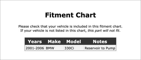 خرطوم خزان التوجيه المعزز متوافق مع BMW 330Ci 2006 2005 2004 2003 2002 2001 P-3972785 in Kuwait