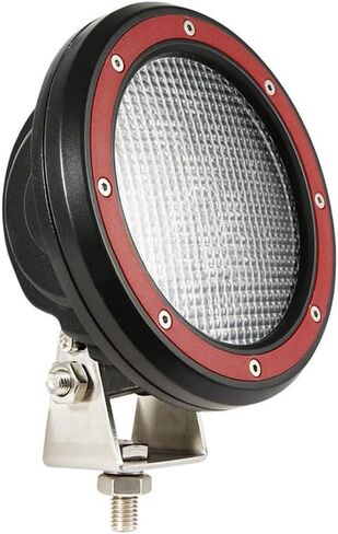 لوحة Black Horse A Bar No Skid Plate باللون الأسود تأتي مع زوج من 5.3 بوصة Dia. مصابيح LED مع حلقات زخرفة حمراء متوافقة مع 1999-2004 Jeep Grand Cherokee-CBB-JEB4001-PLFR in Saudi Arabia