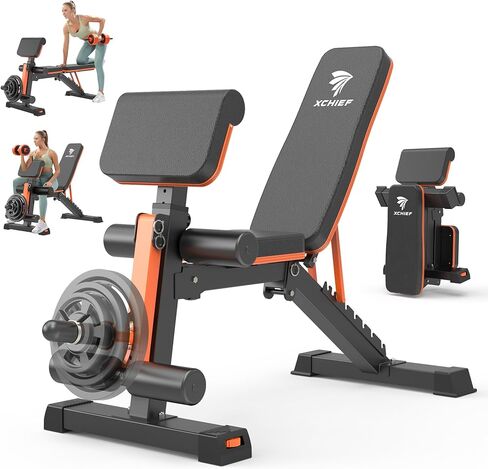 Adjustable Weight Bench - 1000LBS Capacity Heavy Duty Foldable Workout Bench for Full Body Exercise, Flat/Incline/Decline, Bench Press for Home Gym with Preacher Pad & Leg Extension in Saudi Arabia