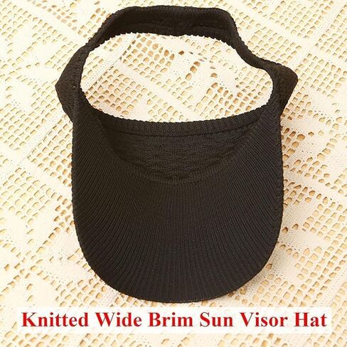 2 Pack Women’s Sun Visor Hats – One Size Fits All Knitted Brim Sports Hat, Black & White Quick Dry Elastic Empty Top Summer Hat for Golf in Saudi Arabia