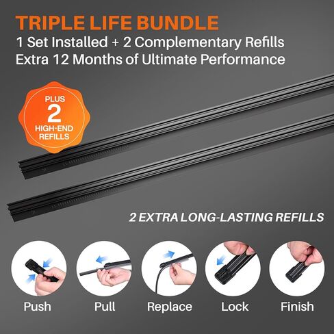 DOG TAIL Water Repellent Silicone Wiper Blades with Multiple Adapters, 22" and 22" Automotive Replacement Front Windshield Wiper Blades Set for My Car with Water Repellency Formula DropClear in Saudi Arabia