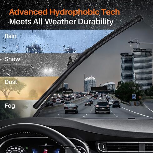 DOG TAIL Water Repellent Silicone Wiper Blades with Multiple Adapters, 22" and 22" Automotive Replacement Front Windshield Wiper Blades Set for My Car with Water Repellency Formula DropClear in Saudi Arabia