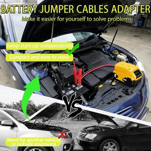 كابلات توصيل مناسبة لبطارية 20 فولت إلى كابل محول السيارة - مشابك تمساح 8AWG 2FT مقاومة للحرارة 200 درجة مئوية لبدء تشغيل السيارات والشاحنات وجزازات العشب وأدوات الطاقة in Kuwait