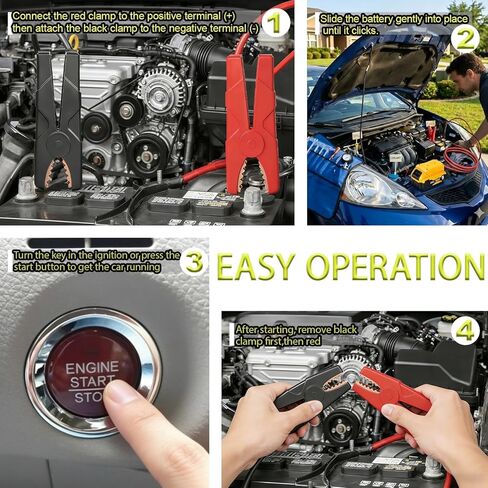 كابلات توصيل مناسبة لبطارية 20 فولت إلى كابل محول السيارة - مشابك تمساح 8AWG 2FT مقاومة للحرارة 200 درجة مئوية لبدء تشغيل السيارات والشاحنات وجزازات العشب وأدوات الطاقة in Kuwait