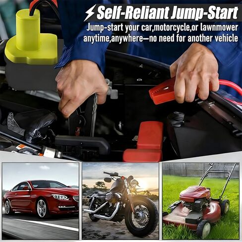 محول كابلات القفز متوافق مع بطارية Ryobi 18 فولت، مشبك التمساح 12AWG 2FT بطارية محمولة - كابل معزز للطوارئ لبدء البطاريات الميتة في السيارات والشاحنات والمركبات الخفيفة in Kuwait