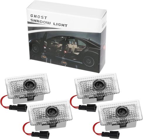 أضواء جهاز عرض LED لشعار باب السيارة متوافقة مع طراز Tesla 3/S/X/Y، 4 عبوات من مصابيح الظل الساطعة عالية الدقة، لا تتلاشى أضواء الترحيب بالباب in Saudi Arabia