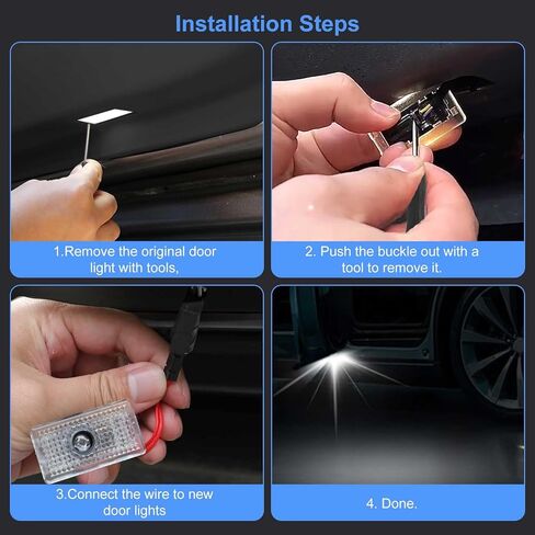 أضواء جهاز عرض LED لشعار باب السيارة متوافقة مع طراز Tesla 3/S/X/Y، 4 عبوات من مصابيح الظل الساطعة عالية الدقة، لا تتلاشى أضواء الترحيب بالباب in Saudi Arabia