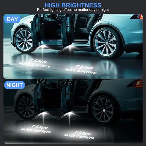 أضواء جهاز عرض LED لشعار باب السيارة متوافقة مع طراز Tesla 3/S/X/Y، 4 عبوات من مصابيح الظل الساطعة عالية الدقة، لا تتلاشى أضواء الترحيب بالباب in Saudi Arabia