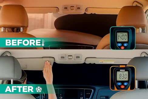 مظلة للزجاج الأمامي من كيندر فلاف| حماية من أشعة الشمس للسيارة حاصلة على براءة اختراع - كتلة معتمدة من الأشعة فوق البنفسجية بنسبة 99% - تصميم داخلي رائع | غطاء شمسي قابل للطي مكون من قطعتين | اكسسوارات السيارات لحرارة الصيف | حجم كبير in Kuwait