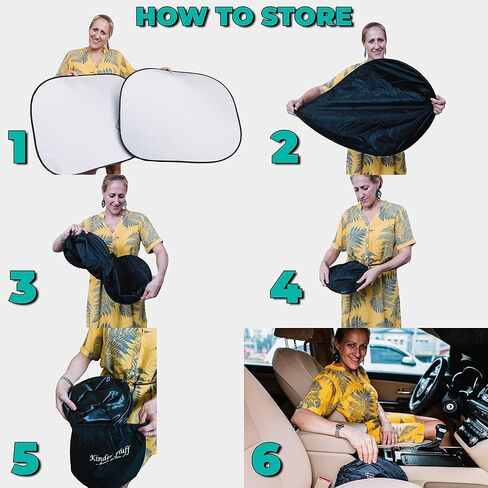 مظلة للزجاج الأمامي من كيندر فلاف| حماية من أشعة الشمس للسيارة حاصلة على براءة اختراع - كتلة معتمدة من الأشعة فوق البنفسجية بنسبة 99% - تصميم داخلي رائع | غطاء شمسي قابل للطي مكون من قطعتين | اكسسوارات السيارات لحرارة الصيف | حجم كبير in Kuwait