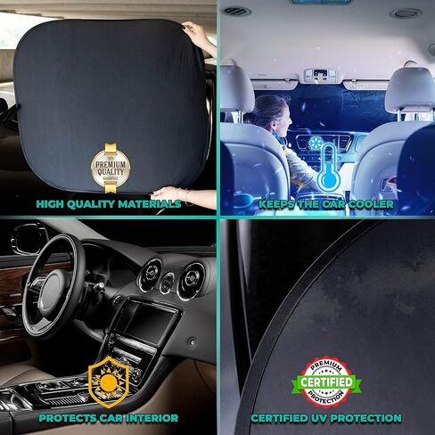 مظلة للزجاج الأمامي من كيندر فلاف| حماية من أشعة الشمس للسيارة حاصلة على براءة اختراع - كتلة معتمدة من الأشعة فوق البنفسجية بنسبة 99% - تصميم داخلي رائع | غطاء شمسي قابل للطي مكون من قطعتين | اكسسوارات السيارات لحرارة الصيف | حجم كبير in Kuwait