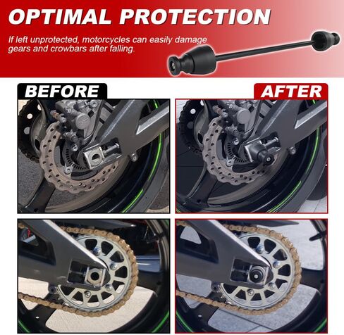 Xitomer مزلقات المحور الخلفي وبكرات الذراع المتأرجحة متوافقة مع Ninja ZX 10R Ninja ZX-10RR Ninja ZX-6R Ninja ZX-14R ZX 6R الإطار المتزلجون للدراجة النارية محور الشوكة المنزلق للحماية من التصادم in Kuwait