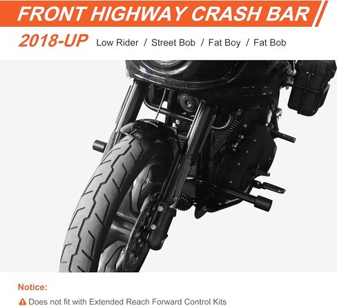 Softail Engine Guard Crash Bar for Harley 2018-up Street Bob Low Rider Sport Glide Heritage Fat Boy Fat Bob M8 Models Front Highway Bar (Gloss Black) in Saudi Arabia
