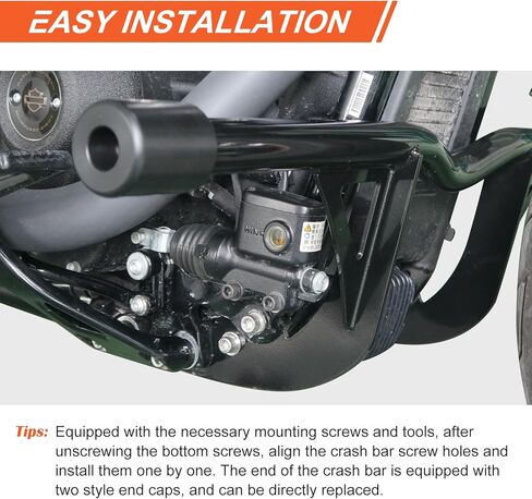 Softail Engine Guard Crash Bar for Harley 2018-up Street Bob Low Rider Sport Glide Heritage Fat Boy Fat Bob M8 Models Front Highway Bar (Gloss Black) in Saudi Arabia