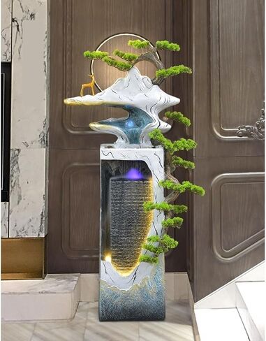Desktop Decor, Outdoor Water Fountain Fortune-attracting Feng Shui Ornaments for Living Room Home Accessories Circulating Features Floor-Standing Fountains in Kuwait