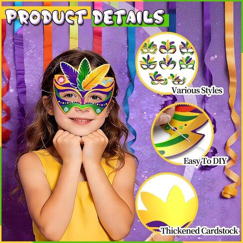 Jansun 24-Pack Mardi Masquerade Gras Masks, Party Masks with Feathers Stickers Carnival Costumes Outfits Accessories in Saudi Arabia