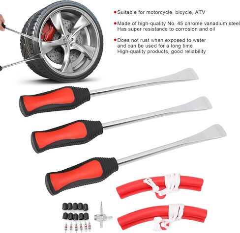 Motorcycle Tire Spoons Kit, Pocket Pry Bar Set Dirt Bike Tire Changing Tools Kit with Valve Core for Motorcycle Bike, Detachable Tire Tools for Changing Tires in Saudi Arabia