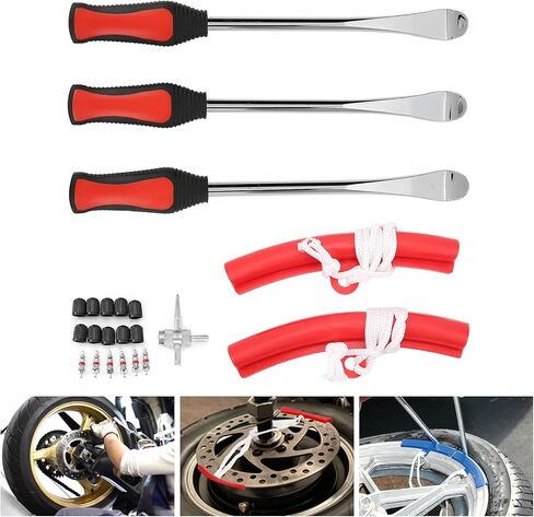 Motorcycle Tire Spoons Kit, Pocket Pry Bar Set Dirt Bike Tire Changing Tools Kit with Valve Core for Motorcycle Bike, Detachable Tire Tools for Changing Tires in Saudi Arabia