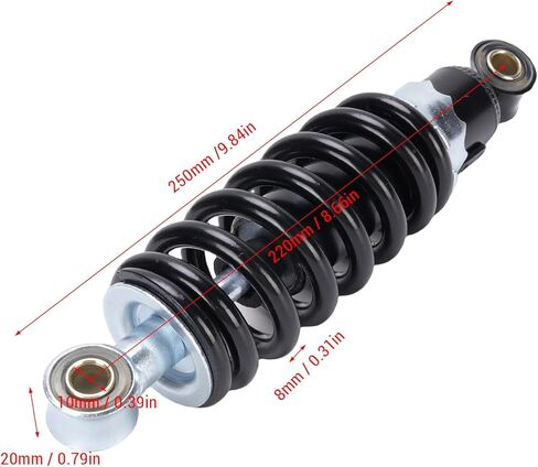 Rear Shock Suspension Spring, Shock Absorber 200mm Hole Distance 10mm Hole Dia Adjustable Damping for 50ml 70ml 90ml Quad ATV Go Kart Electric Scooter in Saudi Arabia