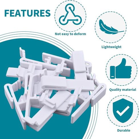 12 Pcs Vertical Blind Valance Clips – Replacement Clips for Vertical Blinds, Fits 1 1/2 Inch & 1 9/16 Inch Rails, White Plastic Dust Guard Bracket in Kuwait